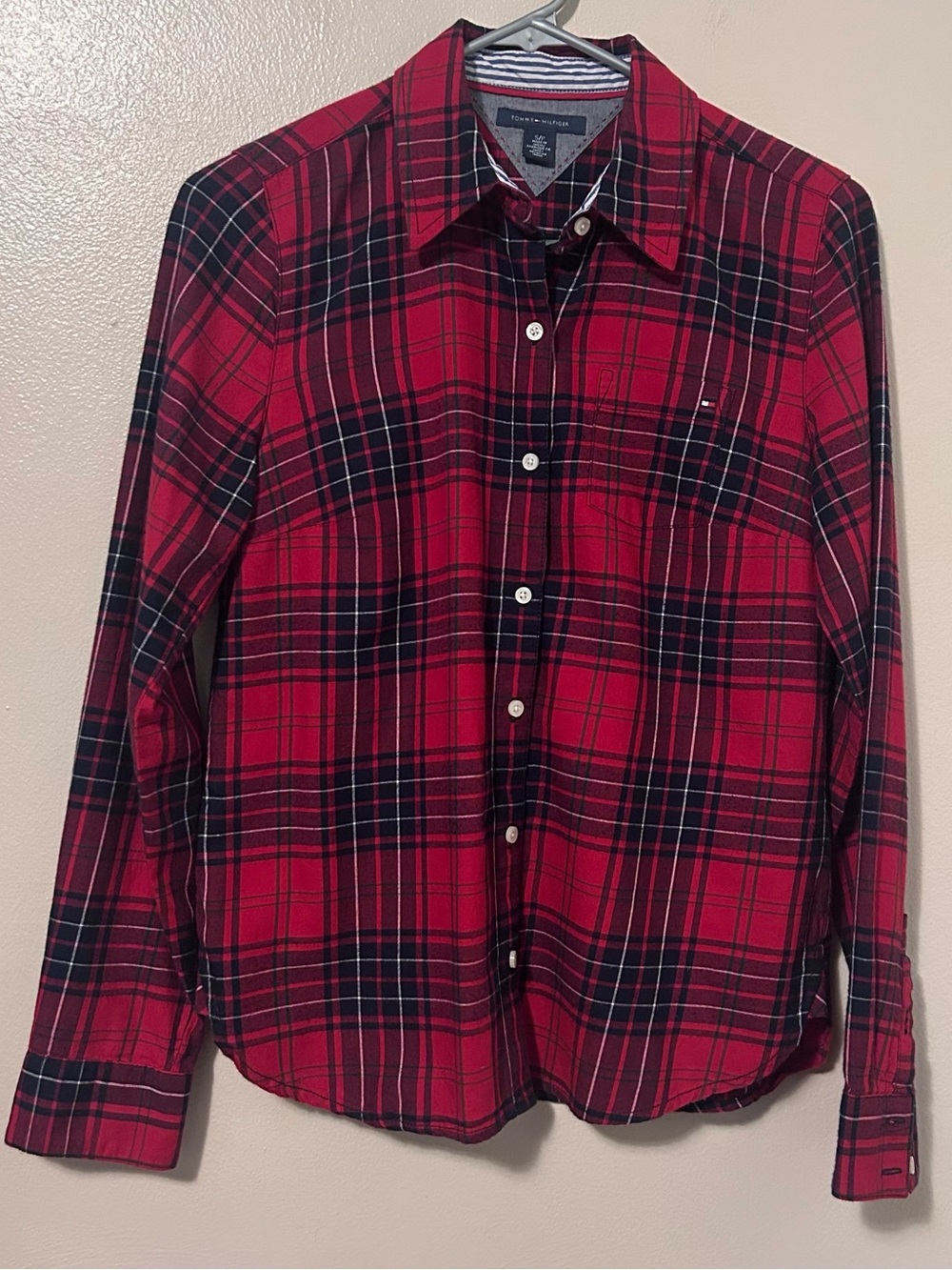 Tommy Hilfiger Red & Navy Plaid Button-Down Shirt